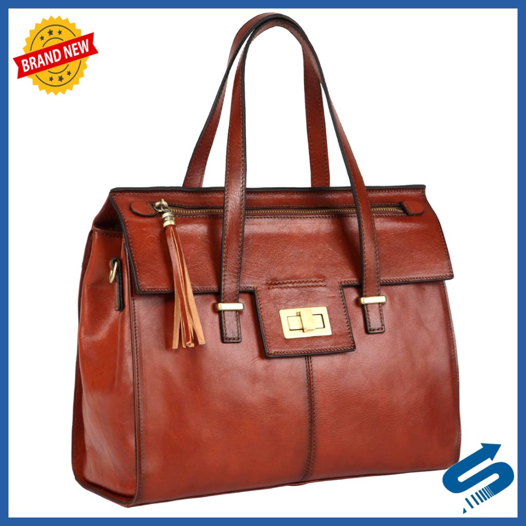 Full Grain Italian Leather Satchel Handbag With Detachable Strap